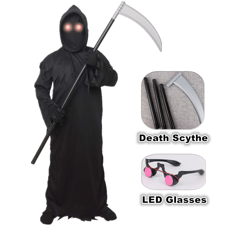 Anime Cosplay Eyes - Halloween Grim Reaper Horror Costume Black
