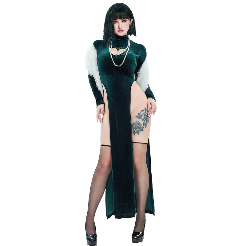 Anime Cosplay One Punch Man - Sexy Velet Furry Cape Dress With