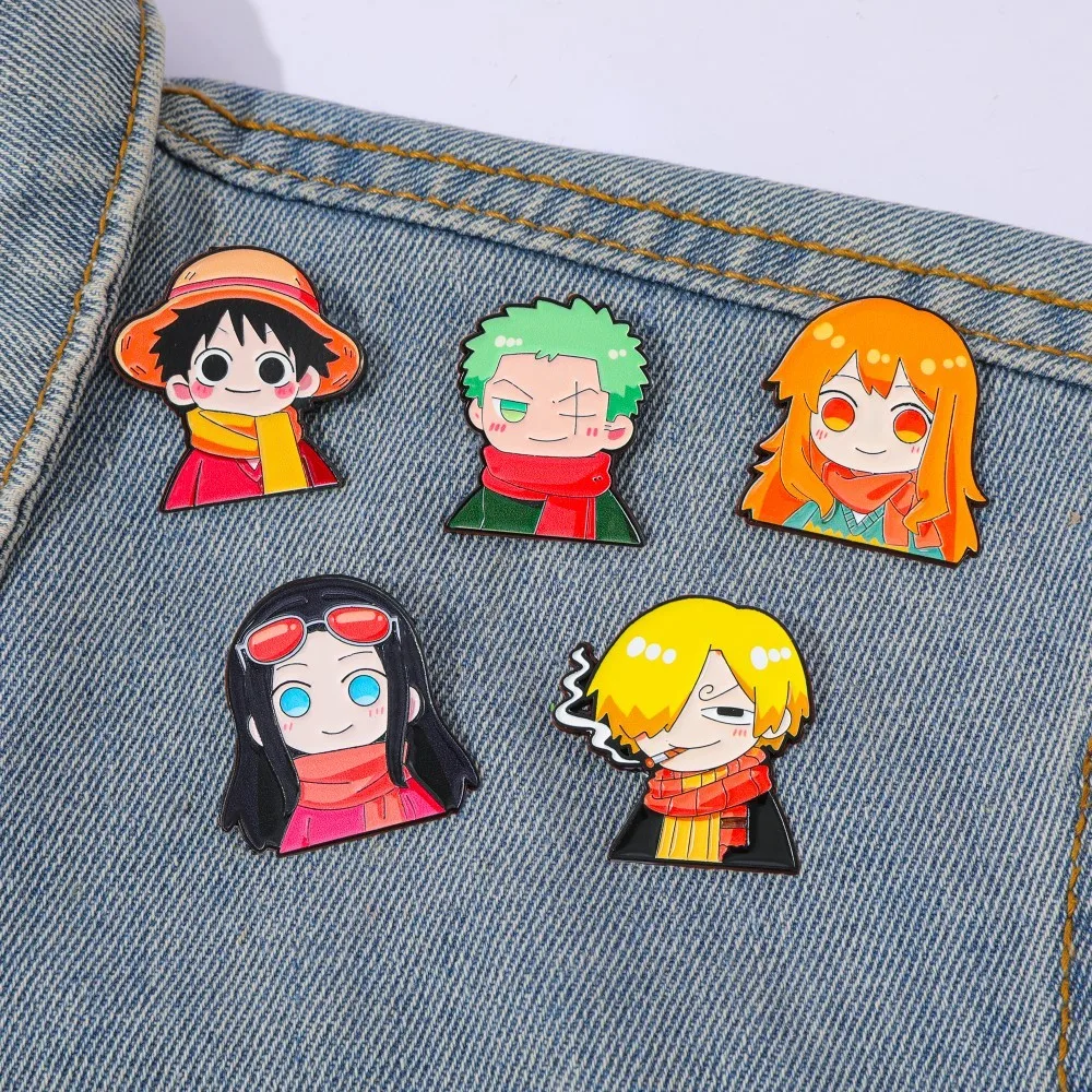 Anime Cosplay Luffy - 5 Pcs Cute Anime Cartoon Brooch